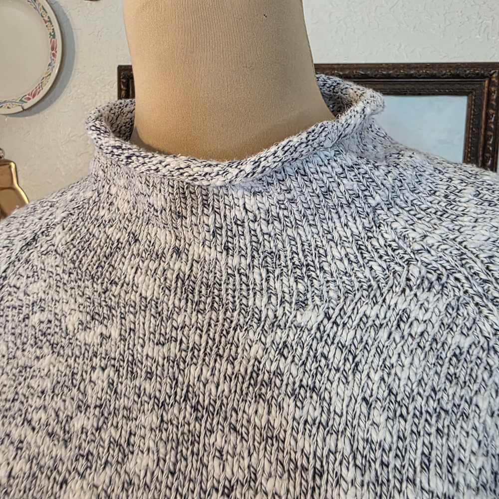 L.L. Bean Fisherman Core, Cottagecore, Cabincore Navy & White Turtleneck Sweater - Picture 4 of 9